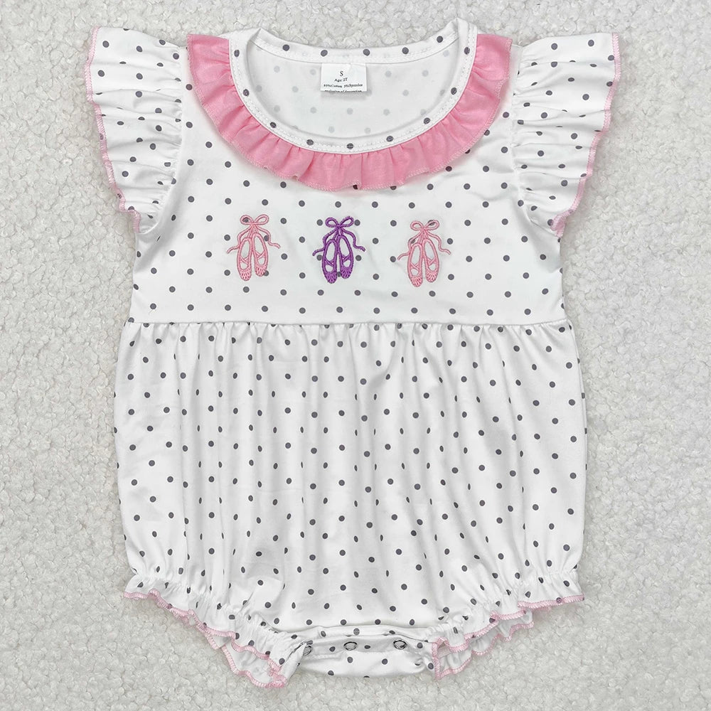 New Fashion Baby Infant Girls Rompers Bow Pink Flutter Sleeve Rompers Boutique Toddler Girls Bubble Rompers Onesie Wholesale Hot