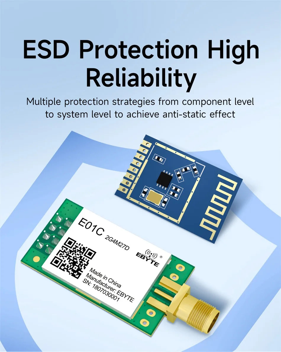 CDEBYTE E01C Series nRF24L01+ 2.4GHz Si24R1 RF Wireless Transfer SPI Module 100mW 20dBm 2.5km Long Range PA+LNA With Antenna
