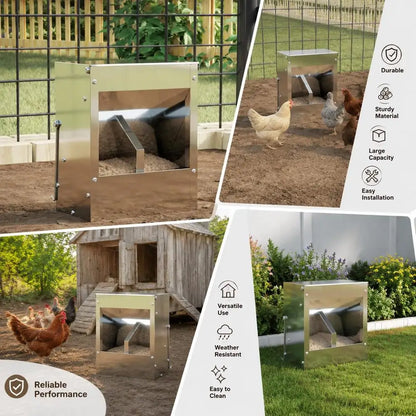 Rabbit Feeder, Galvanized Steel Hay Rack Feeding Trough For Hutch And Cage, Silver, 20x12.5x25 Cm, For Home Rabbit Pen And Farm Use