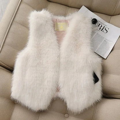 Autumn winter Imitation Fox fur vest Jacket For women Fashion Thick V-neck sleeveless Coat Female Short Faux Fur Waistcoat Tops