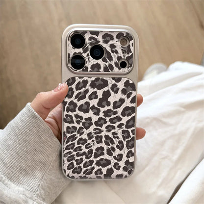 Luxury Leopard Print Cortex Leather Phone Case For iPhone 17 Pro Max 12 13 14 15 16 11 Cases Shockproof Bumper Back Cover Funda