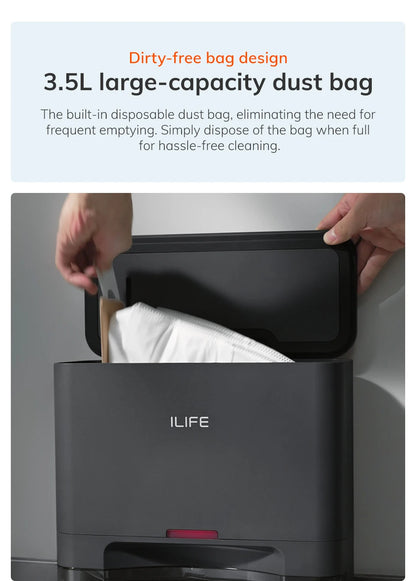 ILIFE T20s Ultra Robot Vacuum Cleaner with Self-Emptying Station, 10000Pa Suction, 4600mAh Battery, 300 Min Max Runtime