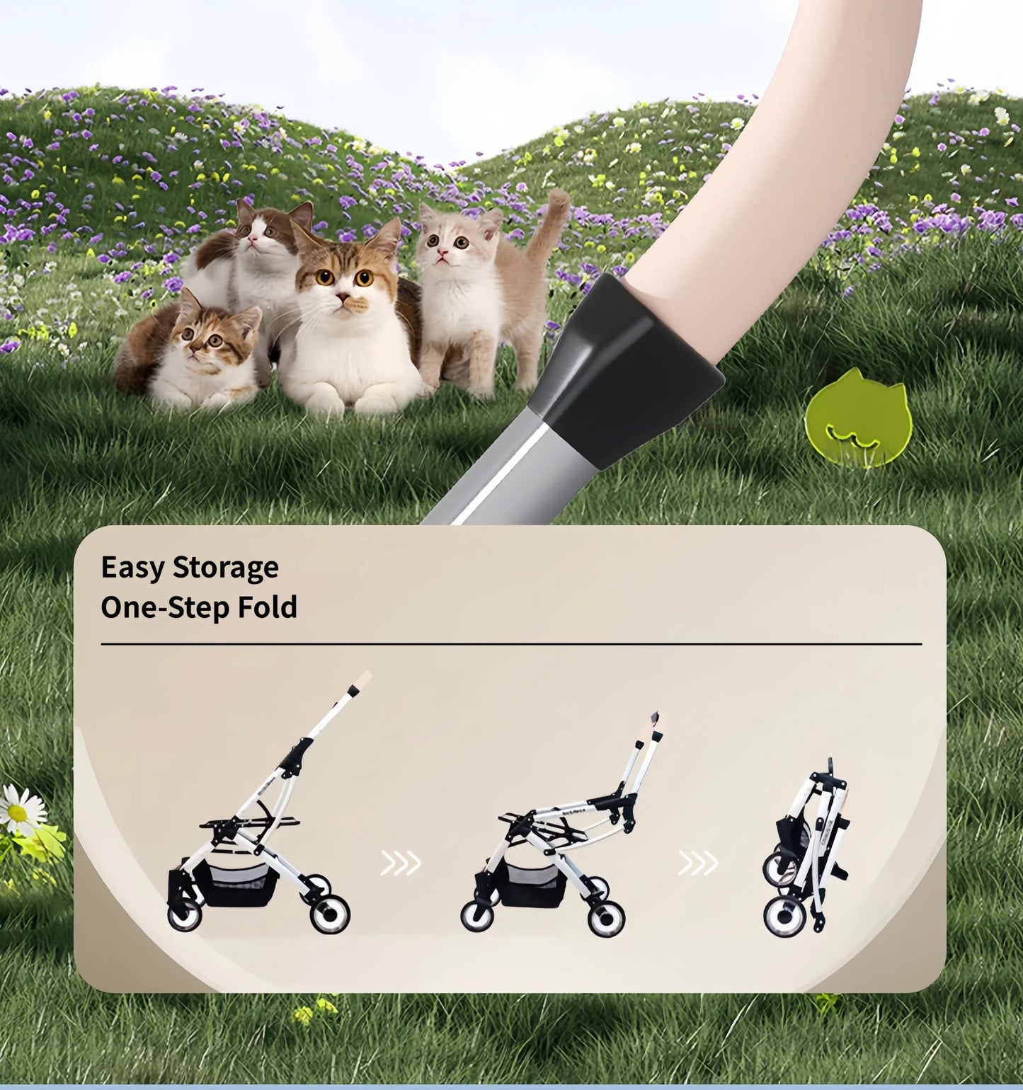 Clear View Foldable Portable Pet Stroller Button Closure Breathable Lightweight Travel Cart Transparent Window For Cats Dogs