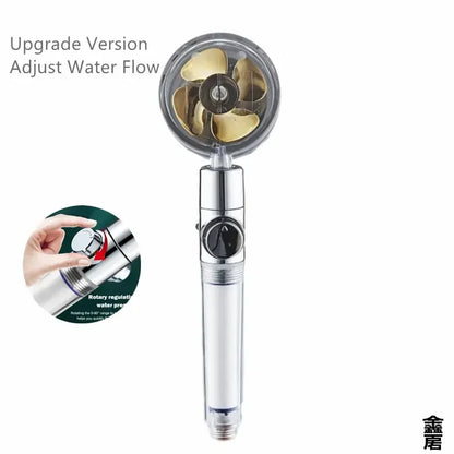 Pressurized Shower Head Water Saving 360 Rotating Twin Turbo Pressurized Propeller Fan Shower Head Bathroom Accessories