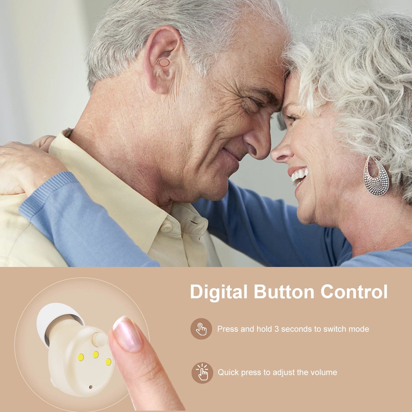 CIC Invisible Digital Hearing Aid, Rechargeable Hearing Amplifiers with Noise Canceling Invisible Amplifier