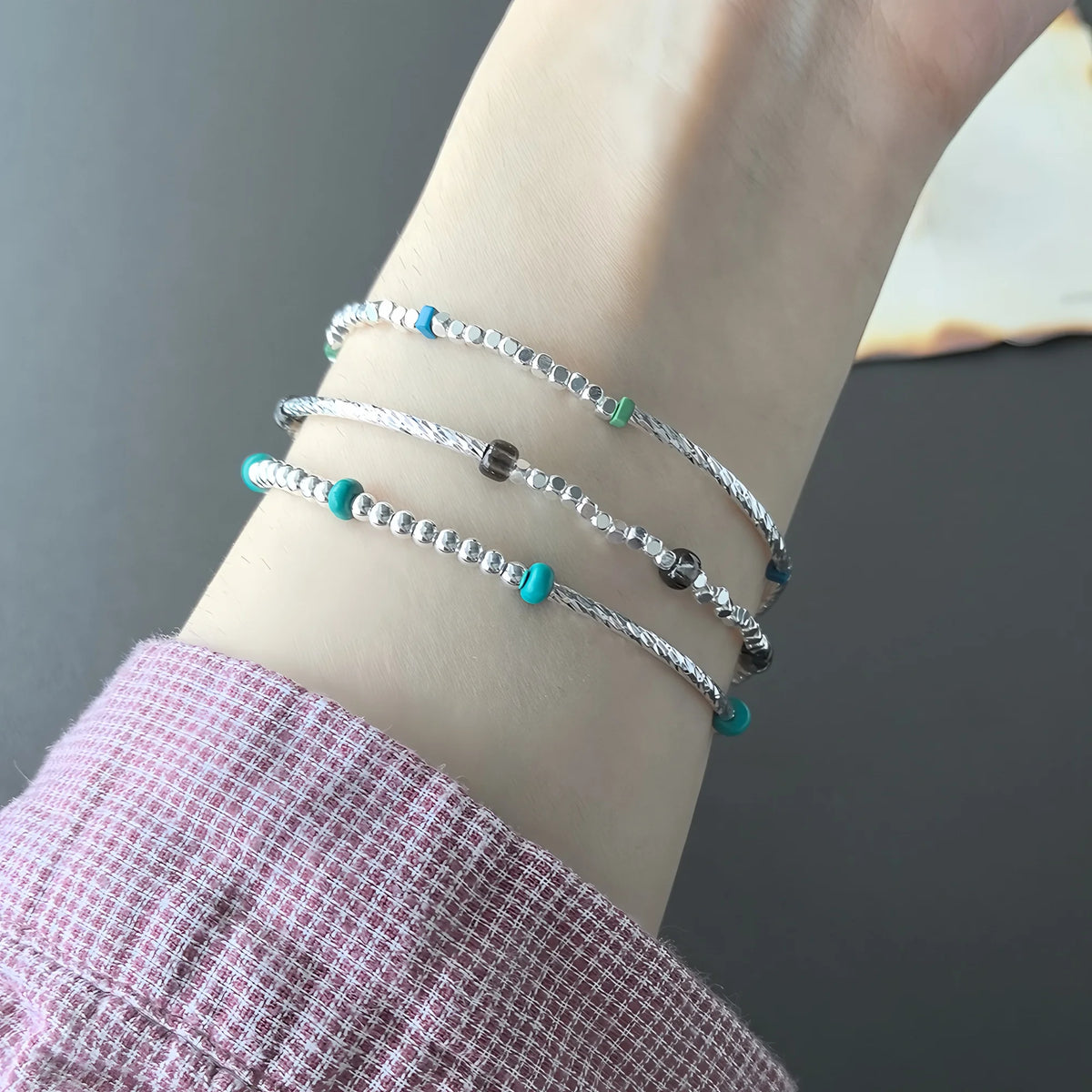 VENTFILLE 925 Sterling Silver Line Extremely Fine Bracelet for Women Love Haert Bead Korean Ins Sweet Jewelry Gift Dropshipping