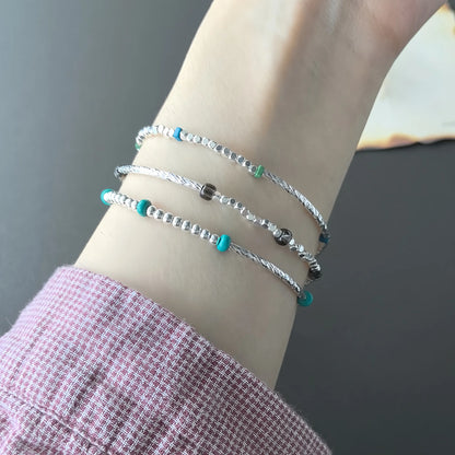 VENTFILLE 925 Sterling Silver Line Extremely Fine Bracelet for Women Love Haert Bead Korean Ins Sweet Jewelry Gift Dropshipping