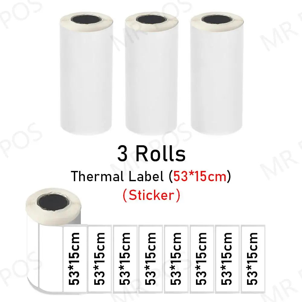 15mm Color Sticker Label White Thermal Label 57mm for Mini Portable Printer Receipt Photo Paper Safe Free BPA Smooth Printing