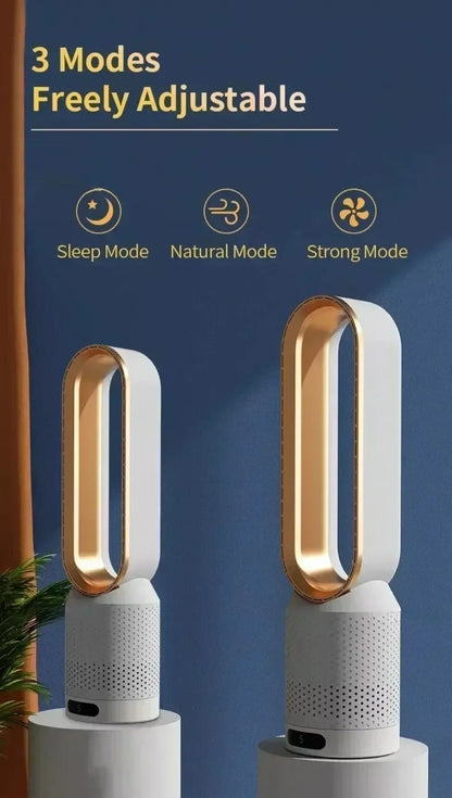 Smart Bladeless Fan with Remote Control 8 Wind Speeds Intelligent Timing 90° Oscillation Quiet Air Cooler for Home Bedroom