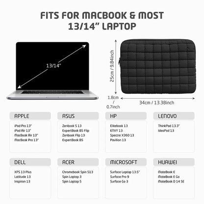 Puffy Laptop Bag Sleeve 11/13/14/15/15.6 Inch Quilted Case Laptop Cover For MacBook Air Pro/iPad/Lenovo/Hp Puffer Notebook pouch
