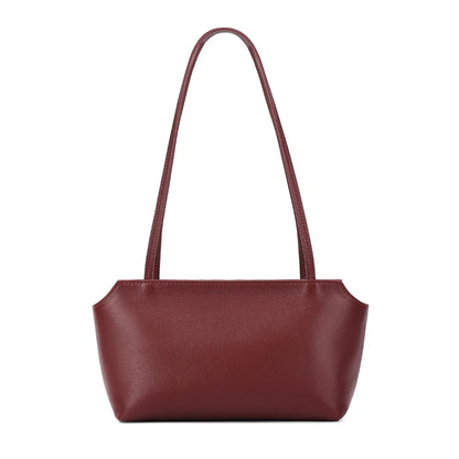 Luxury Women's Genuine Cowhide Leather Mini Shoulder Tote Bag Pebbled Leather Long Strap Underarm Handbag Minimalist Daily Purse