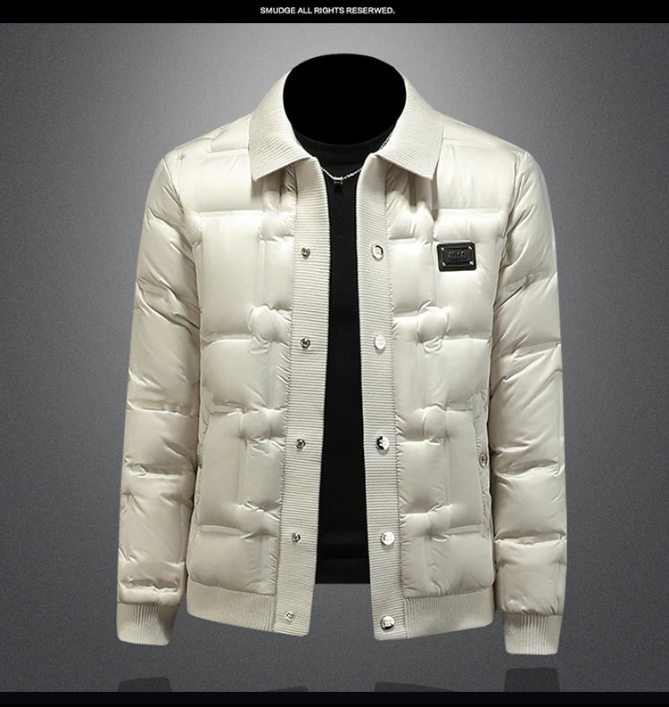 Minglu Autumn Winter Single Breasted Men's Jackets High Quality Solid Color White Duck Down Casual Down Male Coats Plus Size 5XL