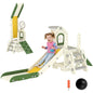 Foldable 4-in-1 Toddler Slide with Climbing Elements, Basketball Stand, Storage Space and Basketball for Kids 1-3 Years Old, Cream White, Kids Toy Slide, Kids Slide, Outdoor Toy Slide