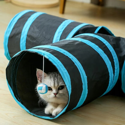 Foldable T-Shaped Large Cat Tunnel Interactive Play Toy Indoor Outdoor Pet Training Entertainment Accessory