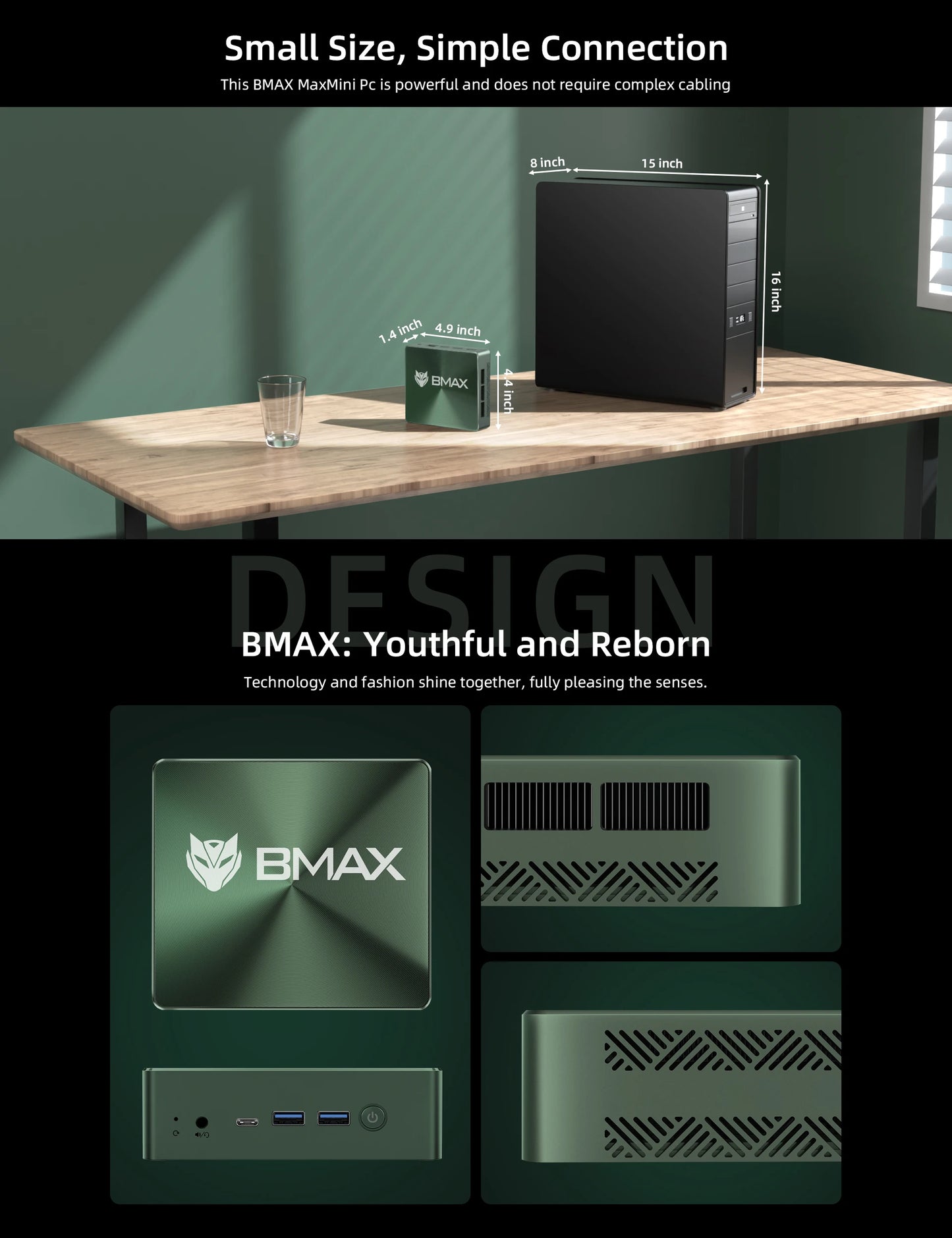 BMAX B6 Plus Mini PC Intel i3-1000NG4 Windows 11 OS 12GB RAM 512GB SSD WIFI 5 USB 3.0 USB * 3 HDMI * 2 Bluetooth Type-C mini pc