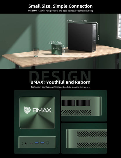 BMAX B6 Plus Mini PC Intel i3-1000NG4 Windows 11 OS 12GB RAM 512GB SSD WIFI 5 USB 3.0 USB * 3 HDMI * 2 Bluetooth Type-C mini pc