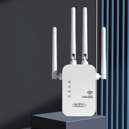 1200Mbps WiFi Repeater Signal Amplifier Dual Band 2.4G 5G WI-FI Signal Booster Long Range WIFI Network Extender for Home Office