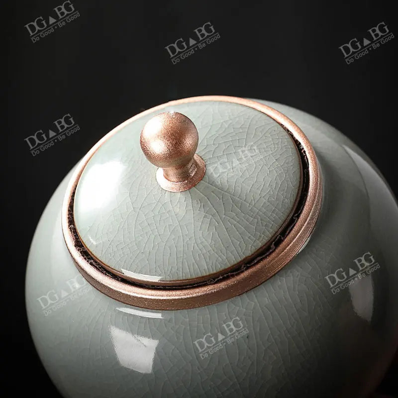 Human Cremation Urns for Ashes, Memorial Ash Holder, Keepsake Souvenirs Gift, Chinese-Style Leaf Ceramic Storage Decoration
