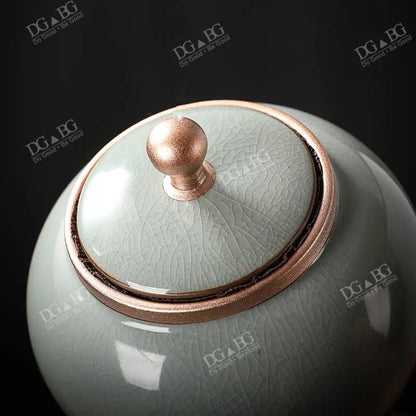 Human Cremation Urns for Ashes, Memorial Ash Holder, Keepsake Souvenirs Gift, Chinese-Style Leaf Ceramic Storage Decoration
