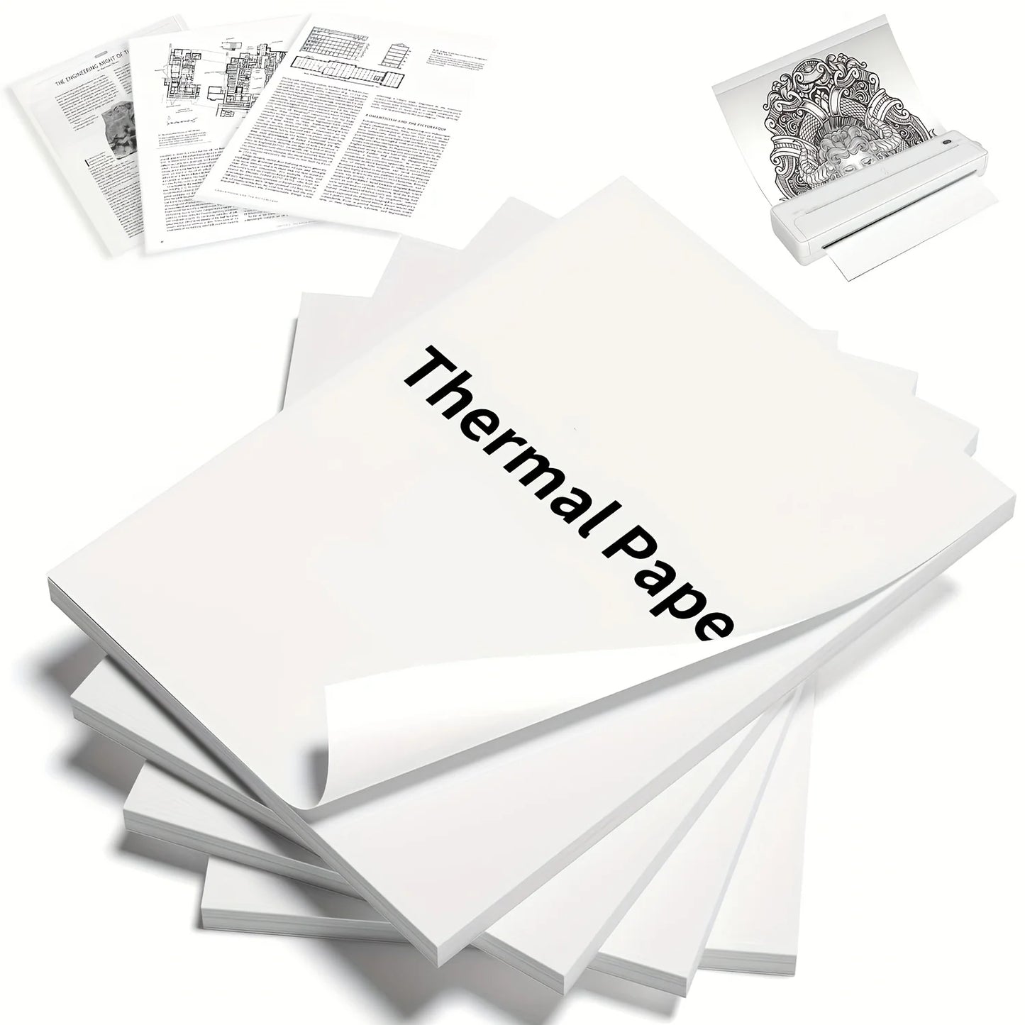 100-200 Sheets A4 Thermal Paper 8.27x11.69" - Portable Thermal Printer Only, No Electronics, Not for Laser/Inkjet