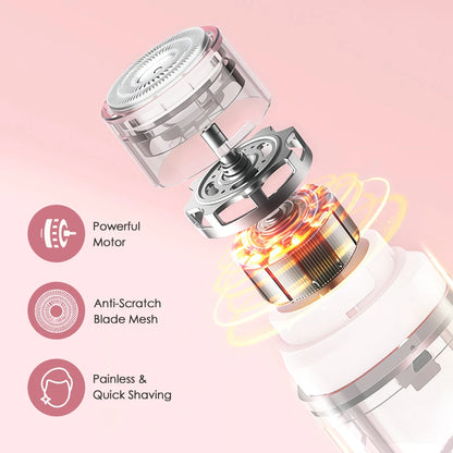 Electric Shaver for Women Waterproof Wet & Dry Hair Razors 2 in 1 Double Head Portable Bikini Hair Trimmer Detachable Head Shave