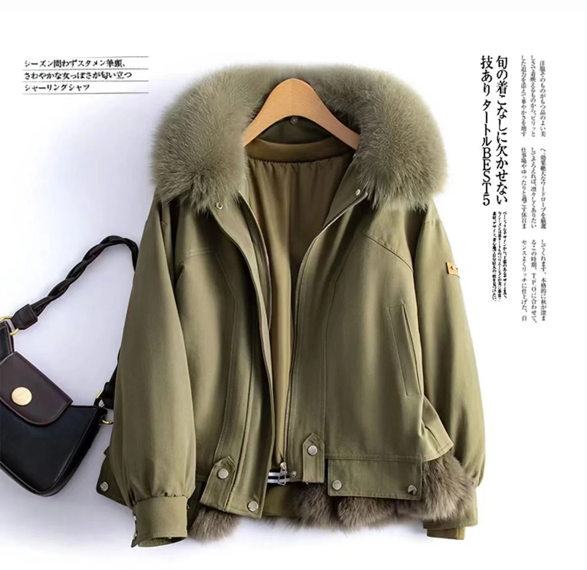Upgraded 2023 Autumn/Winter omen's Pi vercomes Warm tras Coat Natural Fox Hair Fashion Wool Coat Temperament Slimming Inner Tank