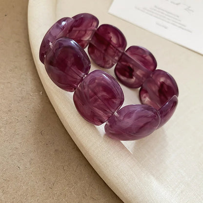 Acrylic Irregular Square Round Beaded Bracelet Bangle for Women Imitation Stone Chain Bracelet Hand Accessories Couple Gifts K