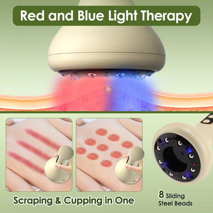 USB Rechargeable Abdominal Massager for Hot Compress and Adjustable Guasha Cupping Intensity Arm and Leg Massage Handheld