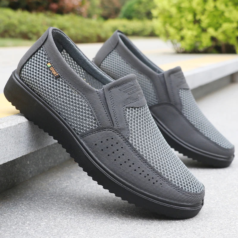 Men's Breathable Slip-On Casual Shoes - Lightweight Low-Top Walking Sneakers, Suitable for Outdoor Activities, Fishing, Parks, and Exercise, Brown Mesh Fabric, Rubber Sole, Comfortable for All Seasons, Outdoor Footwear | Low-
