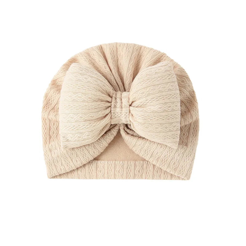 Cute Bowknot Baby Turban Hat Soft Newborn Baby Girls Indian Cap Solid Color Infant Boys Cap Beanies Headwrap