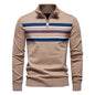 AIOPESON Mens Mock Neck Cotton Pullover Knit Sweaters Casual Business Strip Ribbed Turtleneck Sweaters for Men
