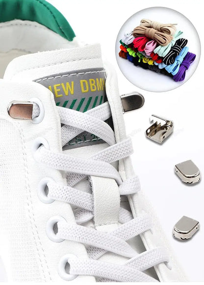No tie Shoe laces Elastic laces Sneakers Flat Shoelaces without ties Quick Shoelace for Shoes Kids Adult One Size fits All Shoes