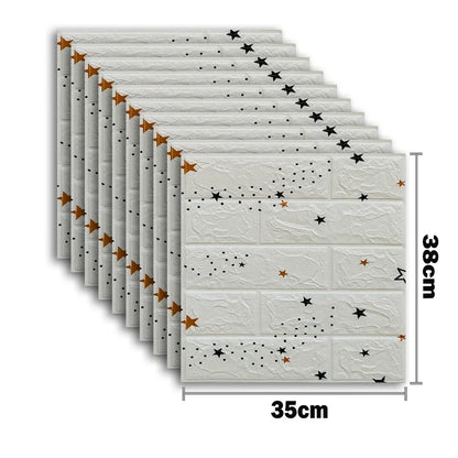 10pcs Self Adhesive Decor 3D Foam Wall Stickers Pane Room Waterproof Peel and Stick Brick Wallpaper for Interior Decoration