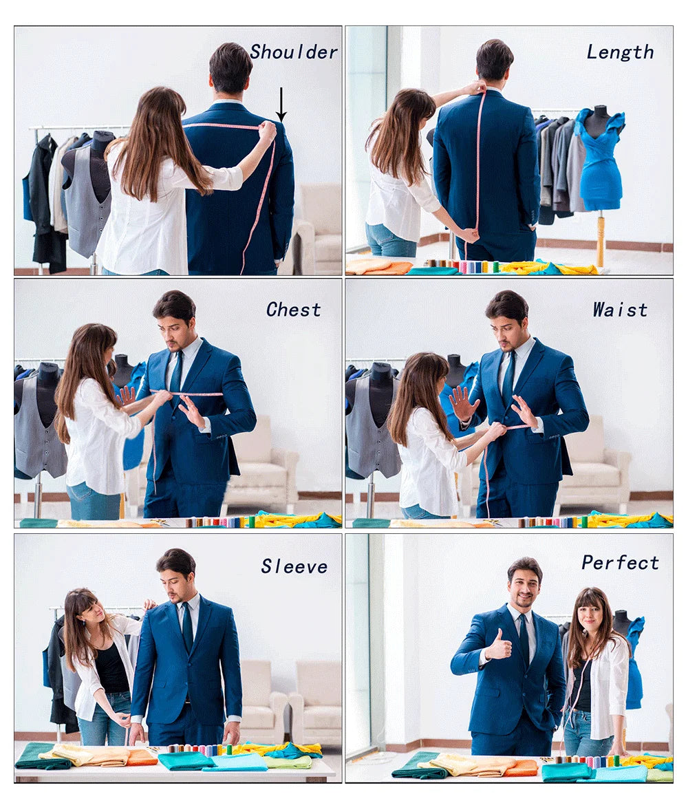 DAROuomo 2026 Men's Slim Fit Formal Business Suit 2Pcs Set - DR8211 (Jacket + Pants) for Work Wear
