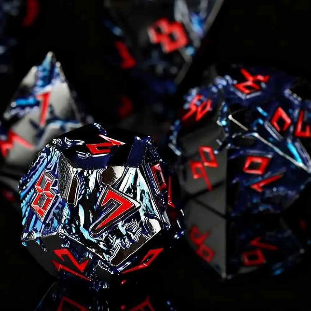 D&D kauliukai, 7 kauliukų metalinis DND kauliukų rinkinys, svertiniai metaliniai „Dungeons and Dragons“ kauliukai, daugiakampiai D ir D kauliukai, skirti vaidmenų žaidimui