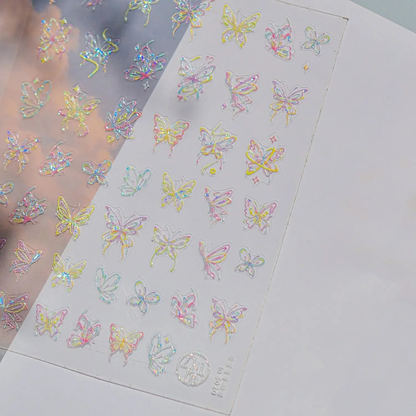 Shiny Jelly Butterfly Charming Golden Gradient Bowknot 5D Self Adhesive Nail Art Sticker Flower Petal Rhinestone Manicure Decals