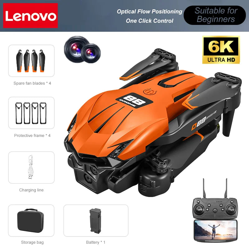 Lenovo D88 Drone 8K Aerial HD Dual Camera Photography Optical Flow Hovering Gesture Shooting Folding Brushless Power GPS Drone