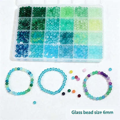 Glass Beads 24Colors 6mm Bracelet Making Kit Jewelry Supplies Tool DIY Handmade Crystal Glass Beads Elastic String Charm Spacers