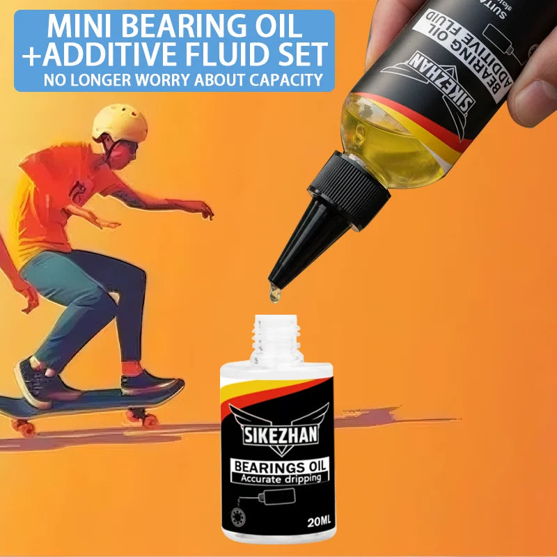 Skateboard Wheel Lube Kit, Bearing Oil + Additive Fluid, Precision Needle Tip, Fast Smooth Spin, Noise Reduction, Anti‑Rust