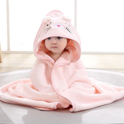 Baby Bath Towel Boy Girl Baby Towel Newborn With Hood Cartoon Coral Fleece Infant Towel Blanket Newborn Baby Bathrobe Infan