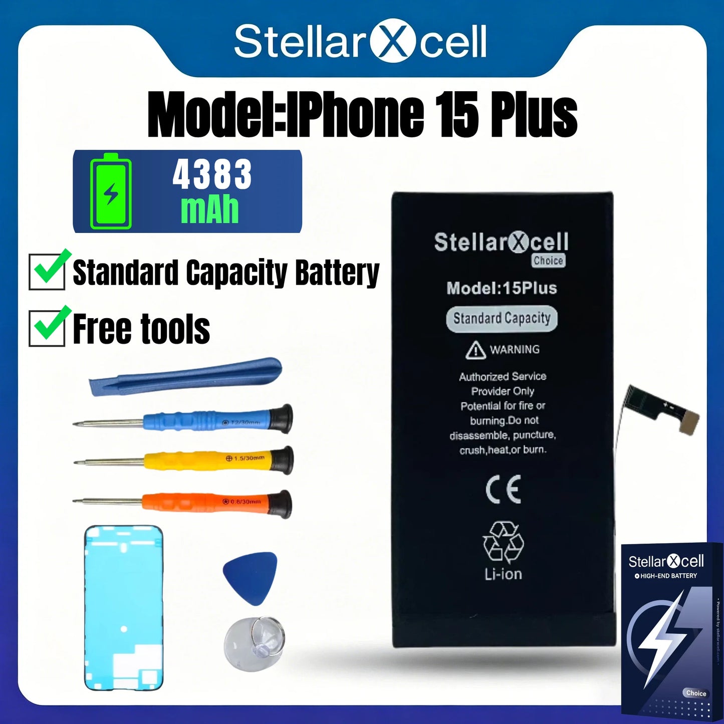 StellarXcell Choice Battery for iPhone 11 12 13 14 15 Mini Plus Pro Promax Original Capacity Replacement Bateria High Quality