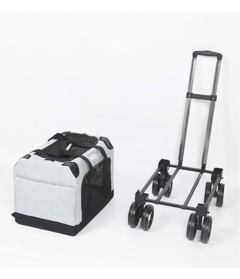 Large Wheel Breathable Pet Rolling Carrier Large Capacity Travel Bag For Two Cats Dogs Portable Car Pet Stroller