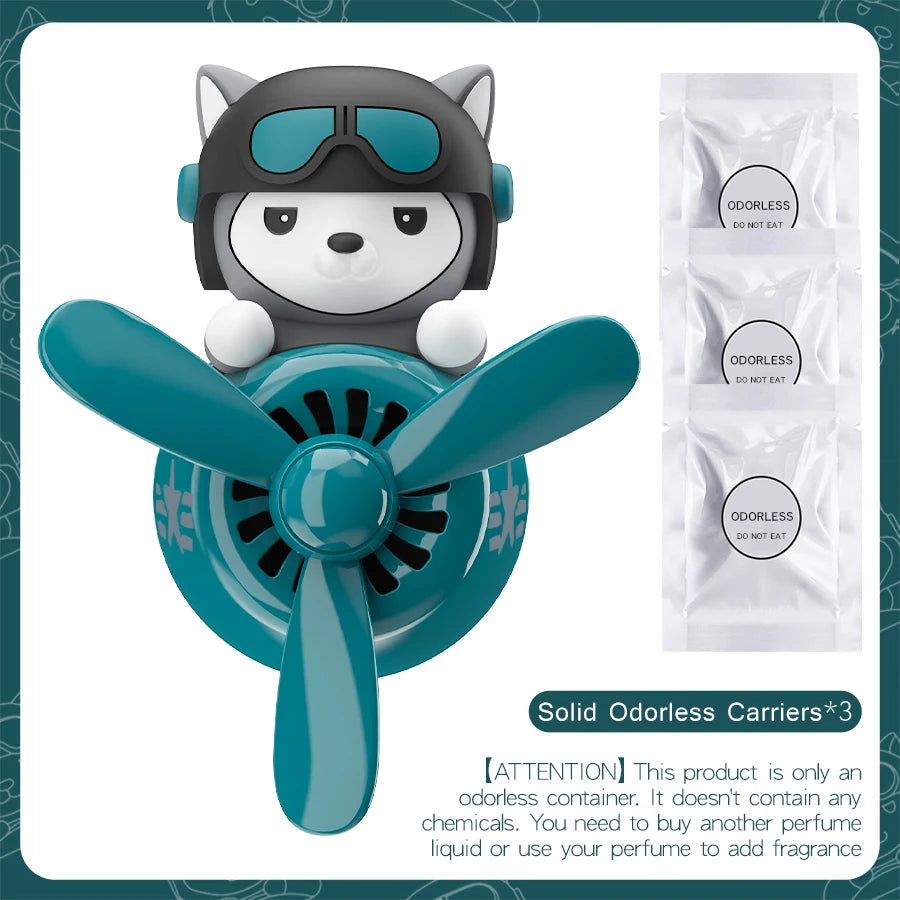 No perfume DIY fragrance Pilot dog car air freshener rotating plane ornament vent aroma diffuser decoration accessories cool fun