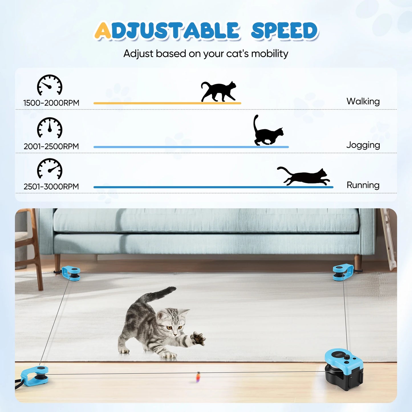 Cat Toys for Indoor Cats Interactive Cat Toy Wheel Exerciser New Cat Treadmill for Indoor Adjustable Speed Simulated Hunting Toy
