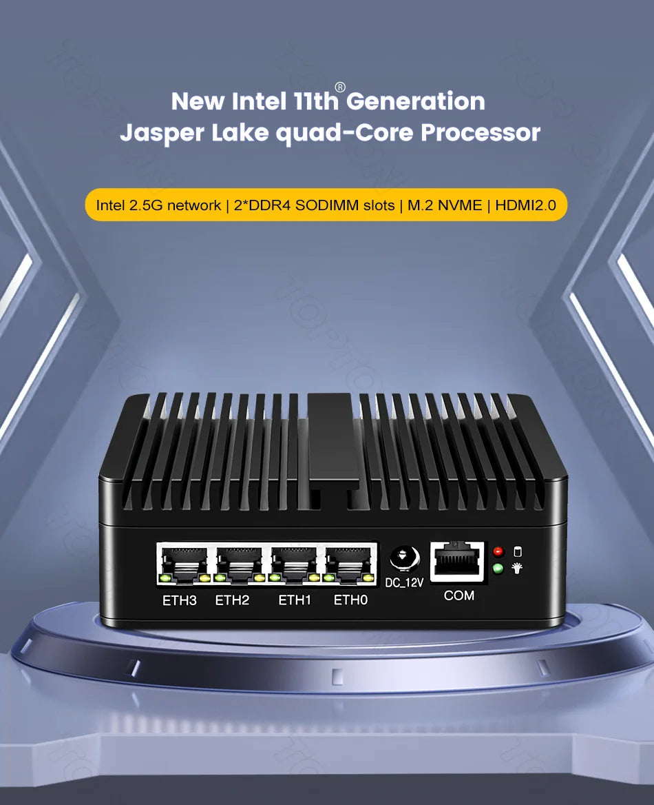 Topton Solid Fanless Firewall Mini PC VPN Gateway Intel N150 N5105 J6412 J5005 7305 6305 4x2.5G LAN Home Server PfSense Computer