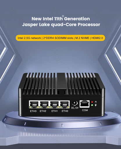 Topton Solid Fanless Firewall Mini PC VPN Gateway Intel N150 N5105 J6412 J5005 7305 6305 4x2.5G LAN Home Server PfSense Computer