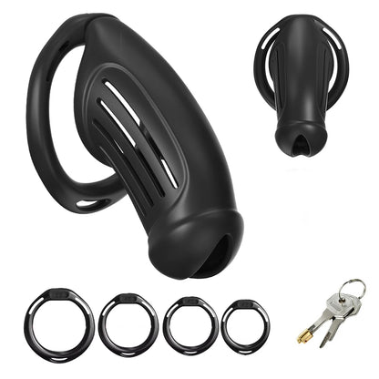 Sex Toys Male Chastity Cage with 4 Sizes Rings And Invisible Lock for Penis Bondage Cock Cage Chastity with Elastic Belt SM Toy