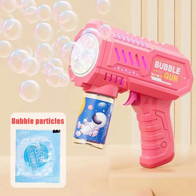 Fully Automatic Bubble Gun Rocket Bubbles Machine Automatic Blower with Bubble Liquid Toys for Kids Beach Outdoor Bubble Gifts