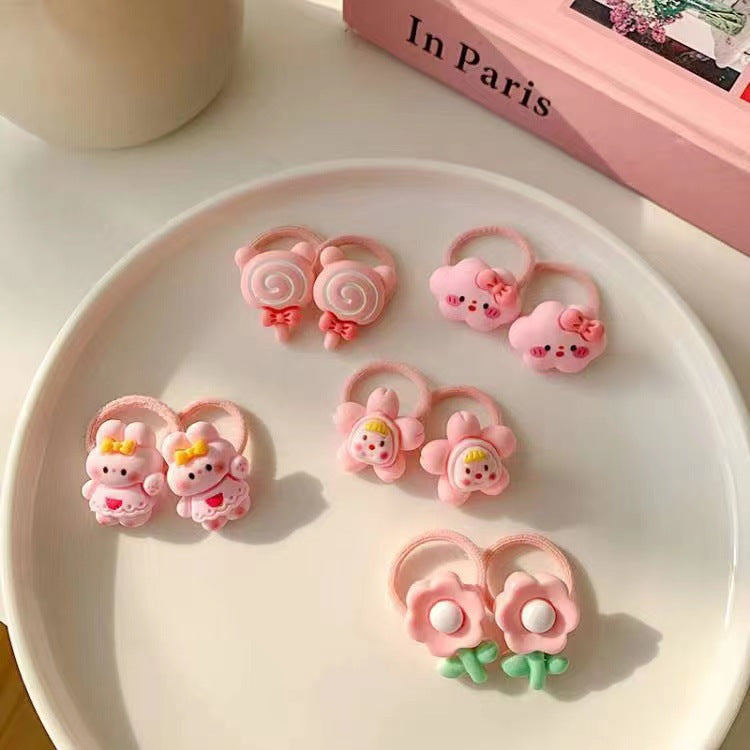 10pc Mini Baby Hair Band Kawaii Cartoon Floral Animal Elastic Hair Rope for Toddler Girl Small Tumb Hair Band Lovely Headwear