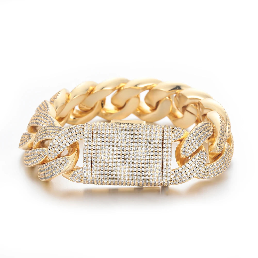 ESKEEM 2/3/4/6Row Full Diamond Bubble Cuban Bracelet 10/13/18/20/22MM CZ Stone Iced Out Hip Hop Jewelry Cuban Bracelet Women Men